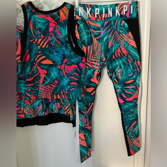 Pink Victoria Secret Vibrant Tropical Hoodie Leggings, and Top Set - Picture 7 of 8